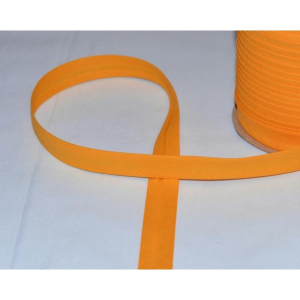Biais Coton Orange Largeur 18 mm Avec Rabats de 7mm – Coupe au mètre - Photo n°1