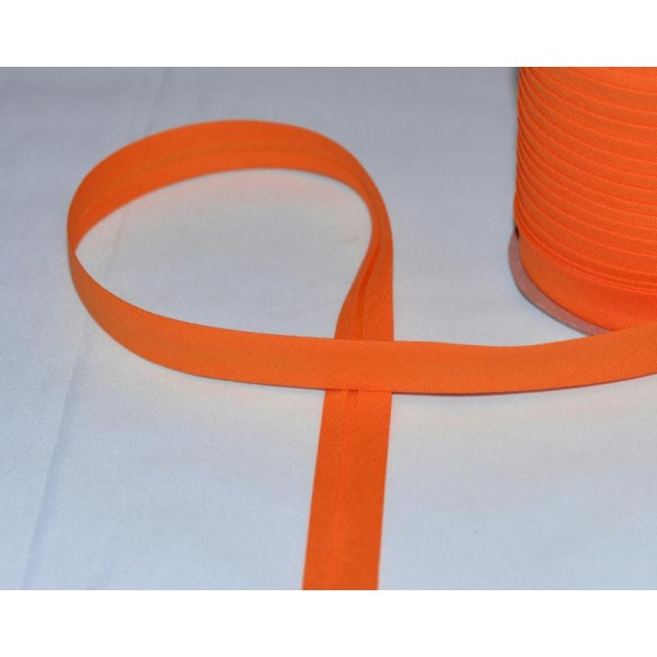 Biais Coton Orange Flamme Largeur 18 mm Avec Rabats de 7mm – Coupe au mètre - Photo n°1