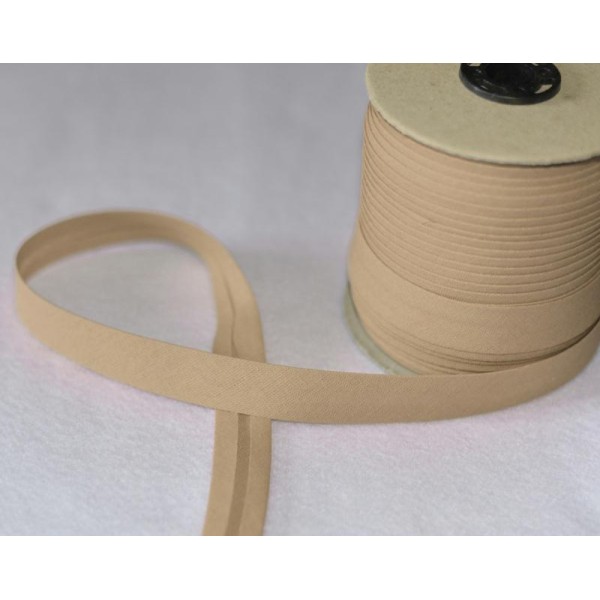Biais Coton Beige Largeur 18 mm Avec Rabats de 7mm – Coupe au mètre - Photo n°1