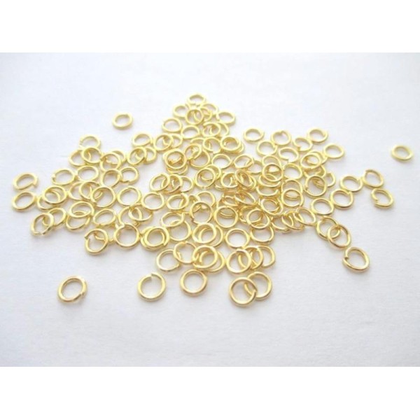 Lot de 200 anneaux ouverts doré 4 mm - Photo n°1