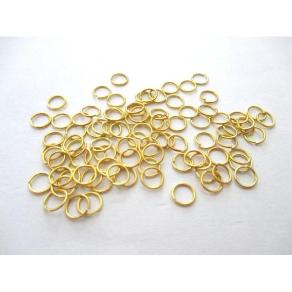Lot de 200 anneaux ouverts doré 8 mm - Photo n°1