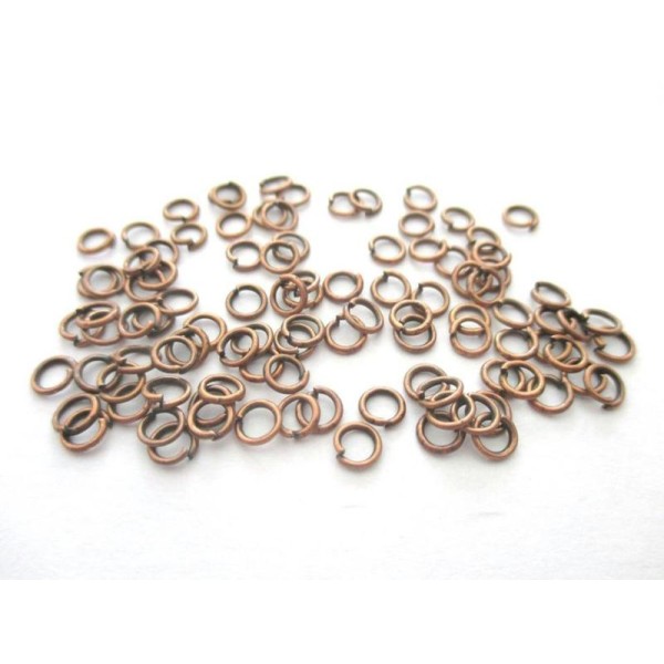 Lot de 500 anneaux ouverts cuivre 4 mm - Photo n°1