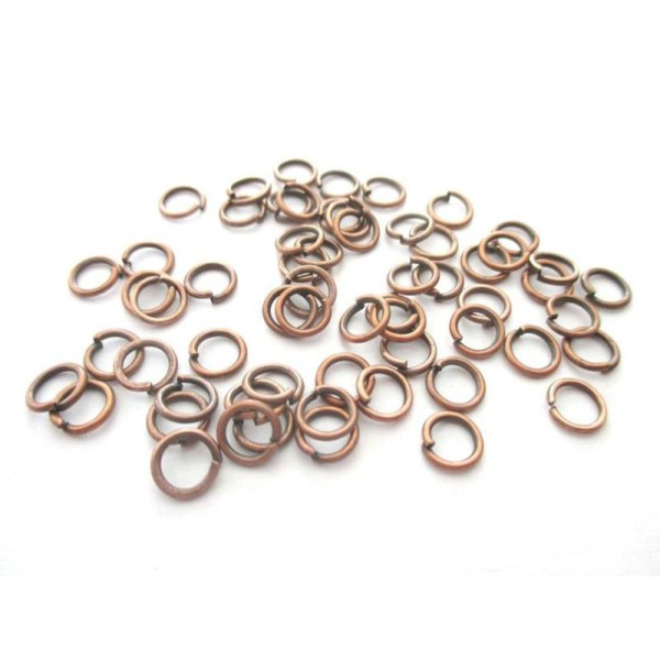 Lot de 200 anneaux ouverts cuivre 6 mm - Photo n°1