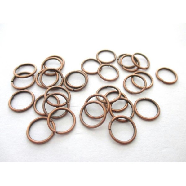 Lot de 100 anneaux ouverts cuivre 10 mm - Photo n°1