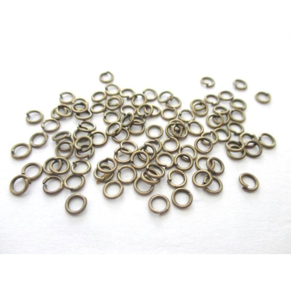 Lot de 100 anneaux ouverts bronze 4 mm - Photo n°1