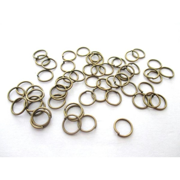 Lot de 200 anneaux ouverts bronze 8 mm - Photo n°1
