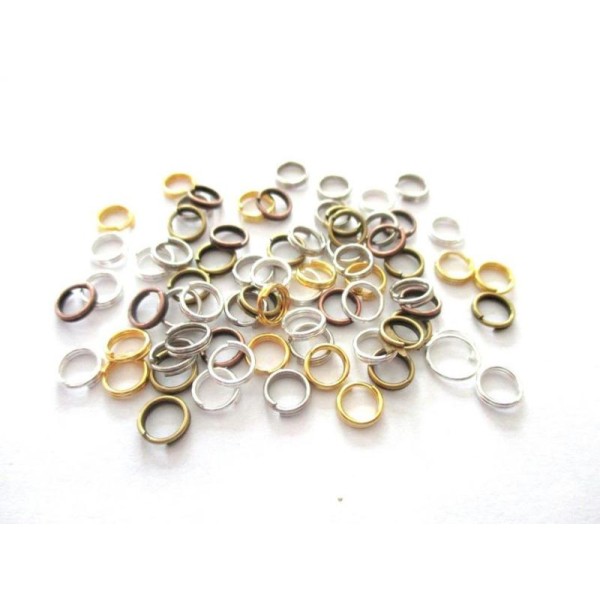 Lot de 50 anneaux doubles multicolores 6 mm - Photo n°1