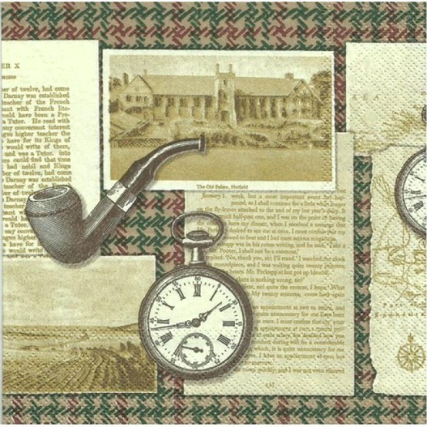 4 serviettes en papier découpage collage 33 cm M. WATSON 40 - Photo n°2