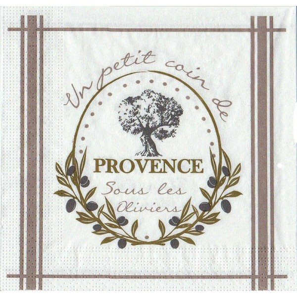 Lot de 20 Serviettes en papier Sous les Oliviers de Provence, 33cm x 33cm - Photo n°1