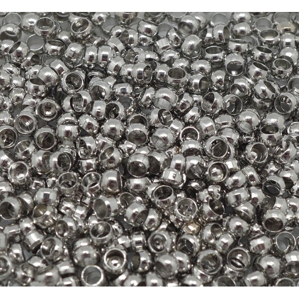 140 Perles À Écraser Métal Argenté 3mm - Photo n°1