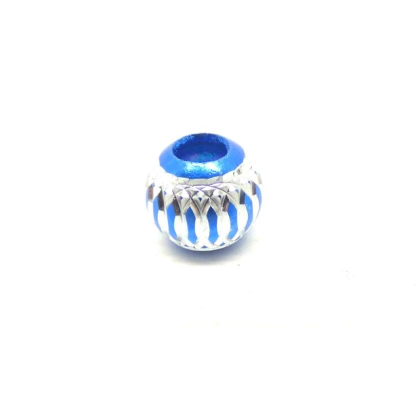 10 Perle Métal Bleu 8mm - Photo n°1