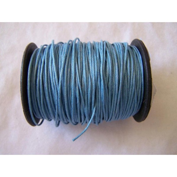 Cordon coton ciré bleu gris, au mètre - Photo n°1