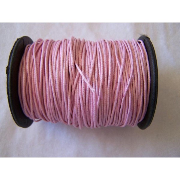 Cordon coton ciré rose, au mètre - Photo n°1