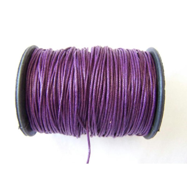 Cordon coton ciré violet, au mètre - Photo n°1