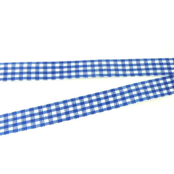 R-2,50m Ruban Galon Plat 12mm Vichy Blanc Et Bleu Marine En Polyester Fin Et Très Souple - Photo n°3