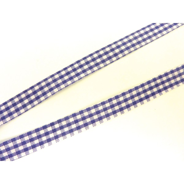 2,50m Ruban Galon Plat 12mm Vichy Blanc Et Violet En Polyester Fin Et Très Souple - Photo n°1