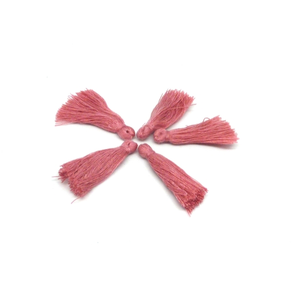R-lot De 5 Petits Pompons Rose Framboise Pâle 3cm En Polyester - Photo n°1