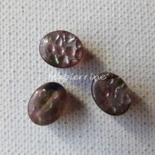 10 perles millefiori avec feuille d'argent ovale ROSE BLEU - Photo n°1