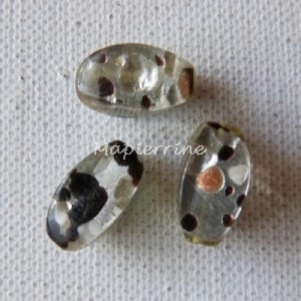8 perles millefiori avec feuille d'argent JAUNE MARRON - Photo n°1