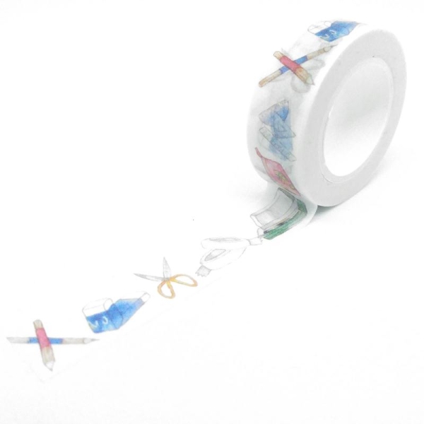 Washi Tape fournitures scolaire 10Mx15mm multicolore - Photo n°1