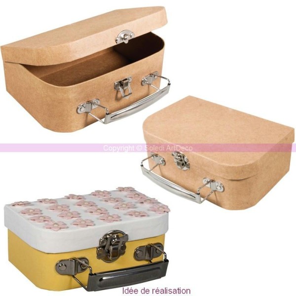 Petite valise décorative en papier mâché avec fermeture et poignée en m&e - Photo n°1