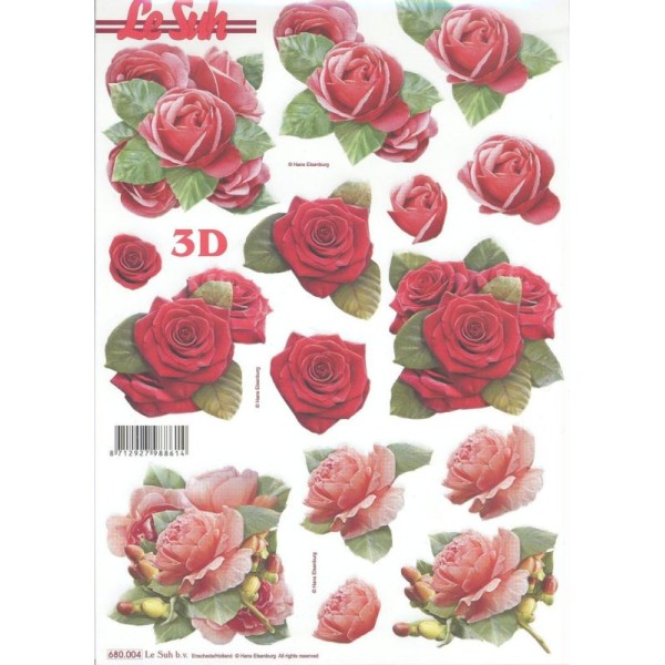 Feuille 3D pré-découpée A4 Fleurs Rose - Photo n°1
