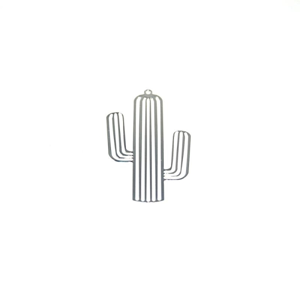 Cactus plaqué argent 22x41 mm - Photo n°1