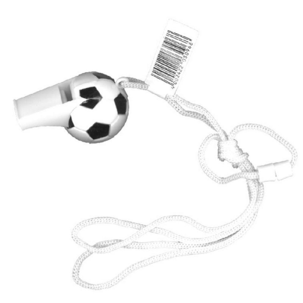 Sifflet football blanc/noir avec cordon - Photo n°1
