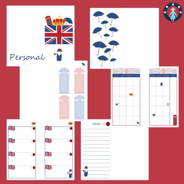 Kit pages à imprimer Angleterre pour planner personal non datés français - Photo n°1