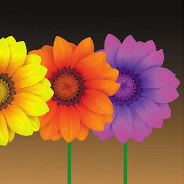 Image 3D Fleur - 3 fleurs couleurs chaudes 30 x 30 cm - Photo n°1