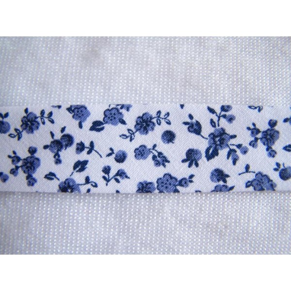 Biais liberty motif fleur bleue, au mètre - Photo n°1