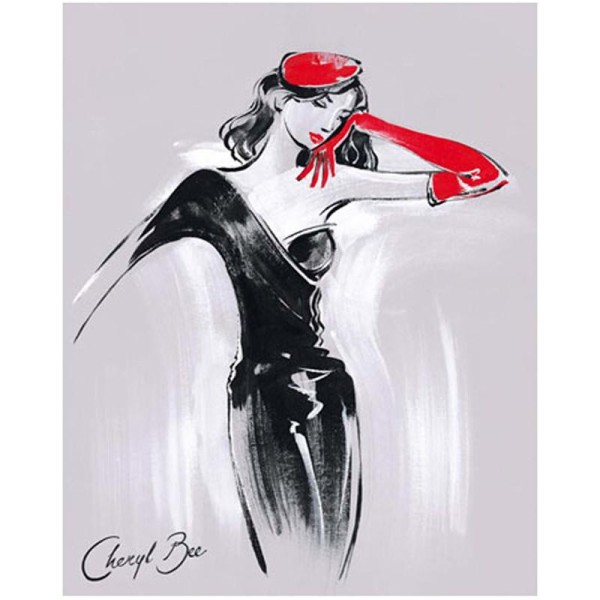 Image 3D Femme - Femme au béret rouge 40 x 50 cm - Photo n°1