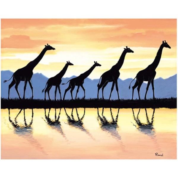 Image 3D Animaux - 5 girafes 40 x 50 cm - Photo n°1