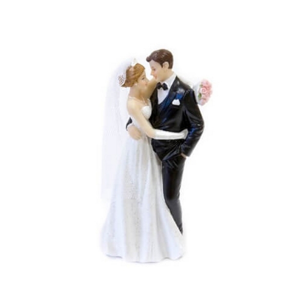Couple de Mariés dansant la Valse en Résine, hauteur 13,5 cm, figurines pièce montée - Photo n°1