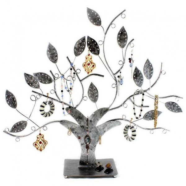 Porte bijoux arbre à boucle d'oreille et bijoux design Gris patiné - Photo n°1