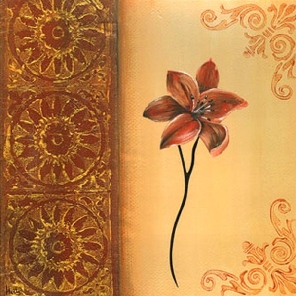Image 3D Fleur - Fleur rouge sur côté droit 30 x 30 cm - Photo n°1