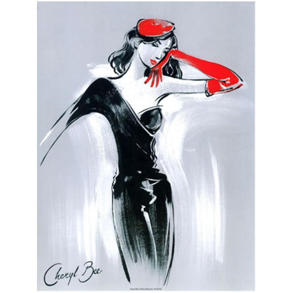 Image 3D Femme - Femme au gant rouge 24 x 30 cm - Photo n°1