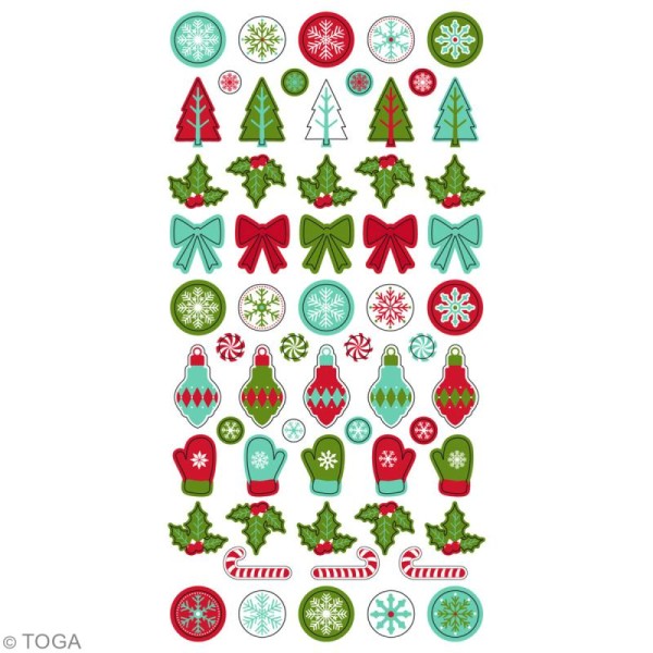 Stickers epoxy Toga - Joyeux Noël - 60 pcs - Photo n°2