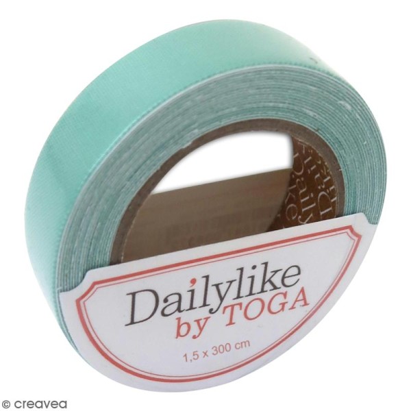 Masking tape tissu - Vert menthe uni - Daily Like - 3 m - Photo n°1