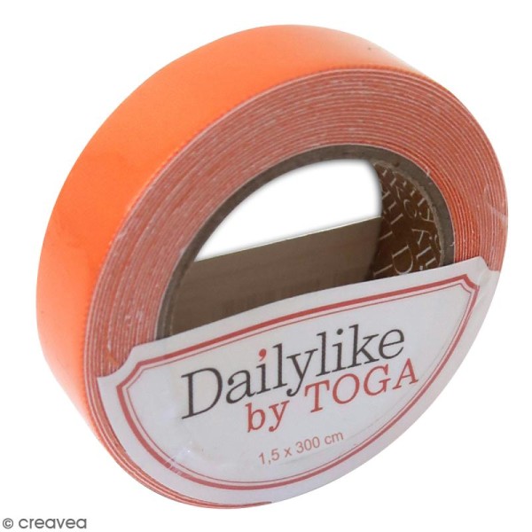 Masking tape tissu - Orange uni - Daily Like - 3 m - Photo n°1
