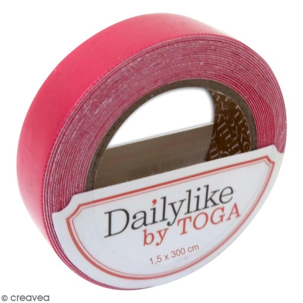 Masking tape tissu - Framboise uni - Daily Like - 3 m - Photo n°1