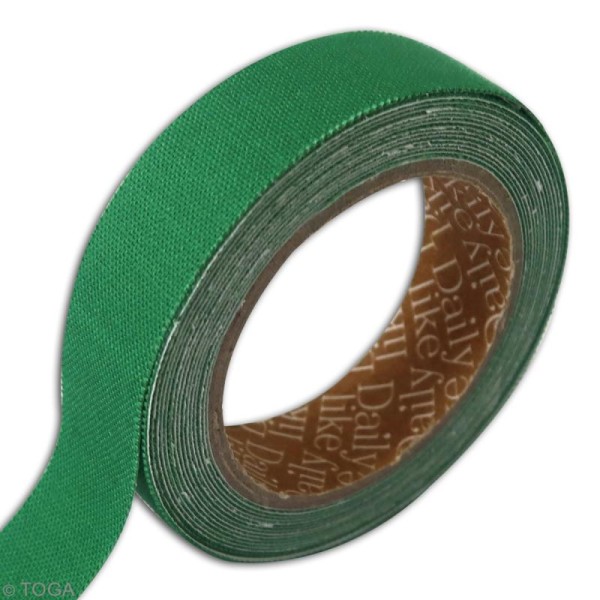 Masking tape tissu - Vert sapin uni - Daily Like - 3 m - Photo n°3