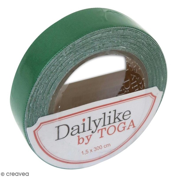 Masking tape tissu - Vert sapin uni - Daily Like - 3 m - Photo n°1