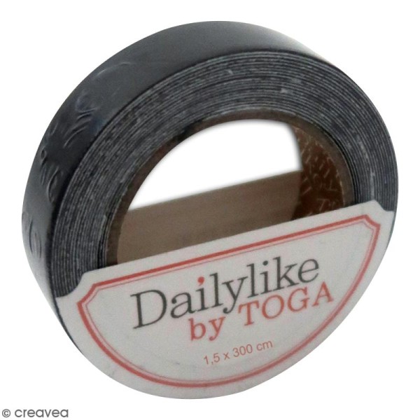 Masking tape tissu - Noir uni - Daily Like - 3 m - Photo n°1