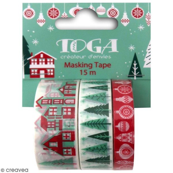 Masking tape Toga - Joyeux Noël - 3 rouleaux - Photo n°1