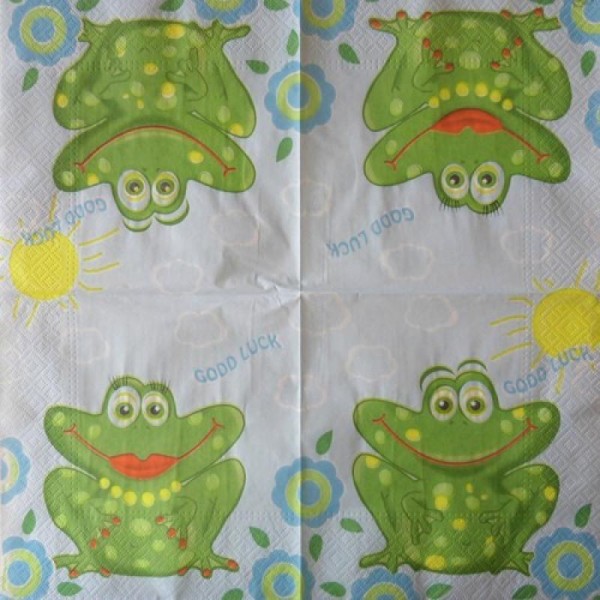 4 serviettes en papier découpage collage 33 cm GRENOUILLE 216 - Photo n°3