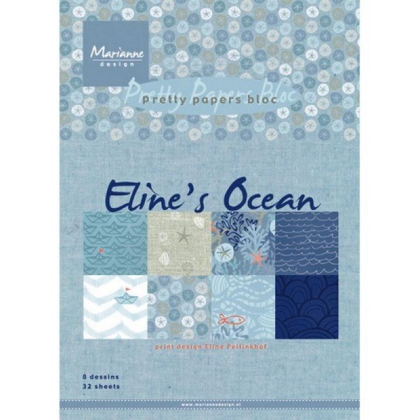 Bloc de 32 papiers 15 x 21 cm MARIANNE DESIGN ELINE'S OCEAN - Photo n°1