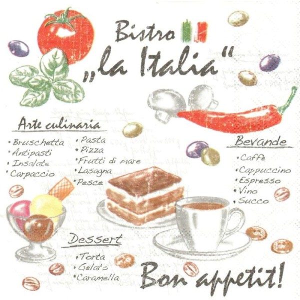 4 Serviettes en papier Cuisine Italie Format Lunch - Photo n°1