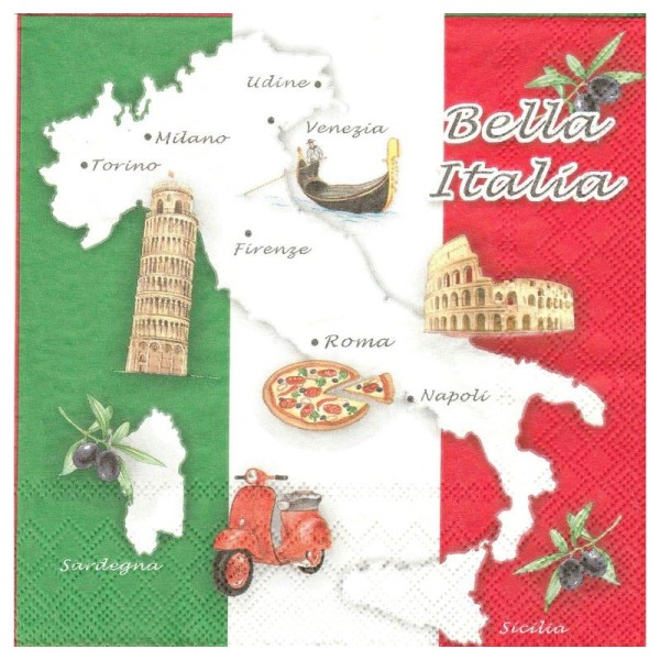 4 Serviettes en papier Italie Format Lunch - Photo n°1