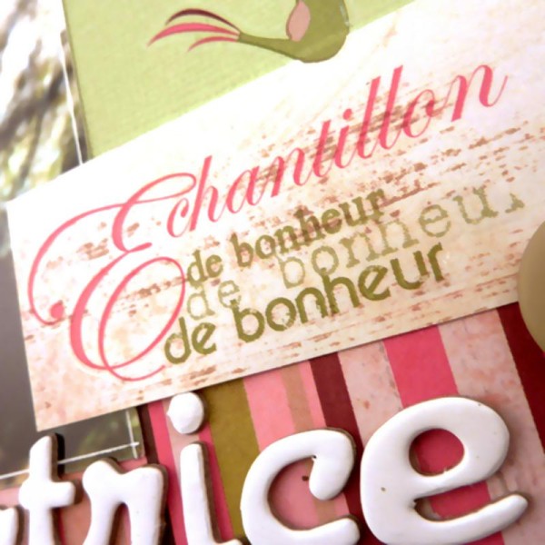 Transfert Amour rose, marron, vert - 1 planche de décalcomanies - Photo n°3